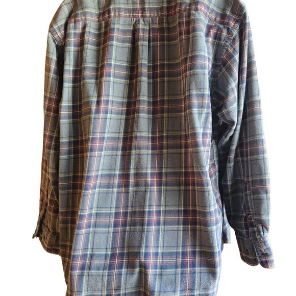 Vintage Gap Button Down Collar Green/Grey Plaid Flannel Shirt Men's Size Large - Picture 2 of 9